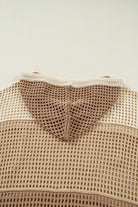 Parchment Colorblock Hollowed Knit Plus Size Hooded Jumper Sweater Plus Size Sweaters & Cardigans 2df2a83a090a1c04