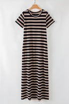Black Striped Side Pockets T-shirt Maxi Dress Maxi Dresses 2e4c20abe6c38827