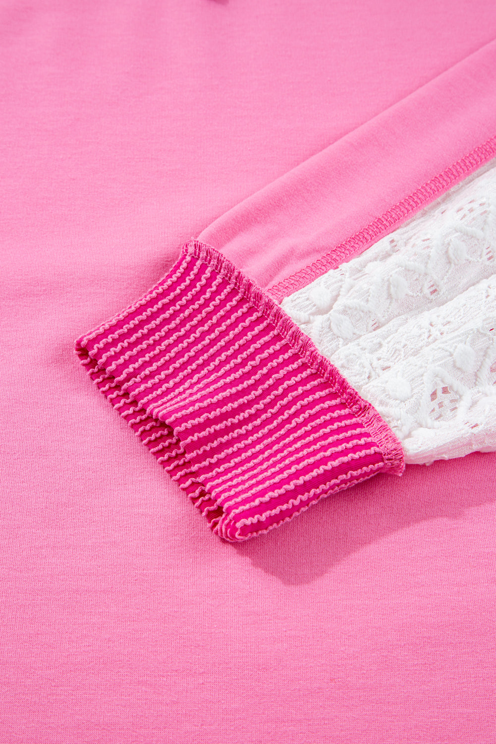 Bonbon Lace Patchwork Corded Trim Plus Size Long Sleeve Top Plus Size Tops 2e4ea952188b9dfc