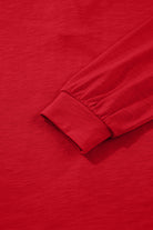 Racing Red Casual Button V Neck Long Sleeve Top Long Sleeve Tops 2e853bae72417d39