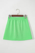 Light Green French Terry Drawstring Mini Skort with Pockets Shorts 2ee4d21632c5558c