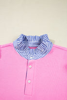 Pink Striped Collar Long Sleeve Ruffle Hem Dress Short Dresses 2eed140c83a5f149