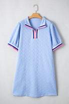 Beau Blue Striped Pop of Color Collared Checkered Textured Plus Size Dress Plus Size Dresses 2f25851263a995d5