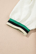 White Pop of Color Neckline Plaid Textured Puff Sleeve Mini Dress Short Dresses 2f94bb4da2221ae6