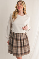 Black Plaid Patchwork High Waist Sweatshirt Mini Dress Short Dresses 2fc3a70d8d085237