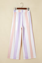 Purple Striped Colorblock High Waist Wide Leg Pants Pants 2feaebe4b2c8361a