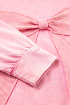 Orchid Bouquet Mineral Wash Waffle Bow Patched Pullover Sweatshirt Sweatshirts & Hoodies 306f621e52ec88be