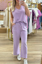 Orchid Petal Tank and Straight Loose Drawstring Pants Set Two Piece Pants Sets 3072107b1e852482