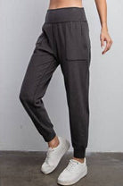 BeautybyShree Rib Brushed Full Length Jogger Pant in Black