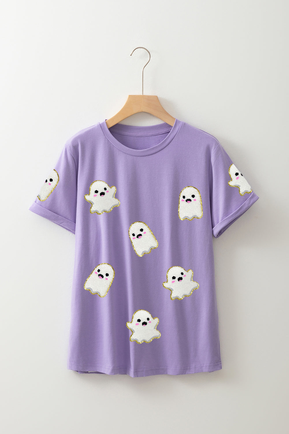 Wisteria Glitter Trim Chenille Ghost Sequins Patch Application Halloween Graphic Tee Graphic Tees 30ae20c62fa08522