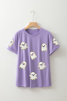Wisteria Glitter Trim Chenille Ghost Sequins Patch Application Halloween Graphic Tee Graphic Tees 30ae20c62fa08522