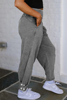 Medium Grey Mineral Wash Jogger Style High Waist Pants Pants 30ae53f981cd1d37
