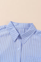 Green Stripe Button Up Oversized Casual Shirt Blouses 31232c20e665b01f