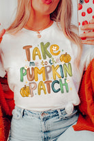 White Take Me To The Pumpkin Heat Transfer Printing Cotton Blend T Shirt Graphic Tees 31f97c1f162cb162