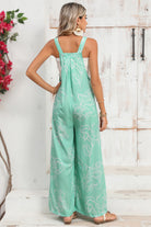 Moonlight Jade Abstract Print Wide Leg Bib Overall Jumpsuits 329bcf0cc4e736db