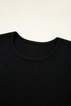 Black Ribbed Knit Cold Shoulder Plain Sweater Sweaters 32a5330e6da55750