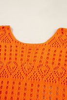 Carrot Solid Color Crochet Scallop Edge Sweater Sweaters 32bf36d86a9523e7