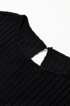 Black Ribbed Keyhole Short Sleeve Wide Leg Jumpsuit Jumpsuits 32d8430b44942a09