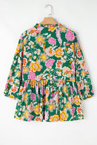 Green Floral Print V Neck Plus Size Babydoll Top Plus Size Tops 33082b9a0b841519