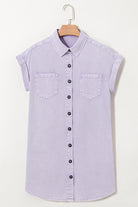 Orchid Petal Double Chest Pocket Denim Shirt Dress Short Dresses 33227868e8c57b3e