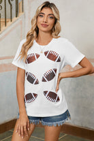 White Sequined Rugby Graphic T Shirt Graphic Tees 344713ab8ebbb359