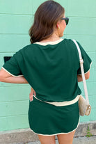 Bonbon Plus Size Contrast Trim T Shirt and Skort Two Piece Set Plus Size Matching Sets 34af1c4f70377206