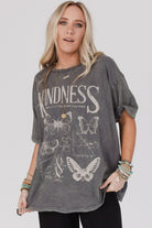 Dark Grey Kindness Butterflies Graphic Mineral Wash Loose Tee T Shirts 34cc142f187792b3