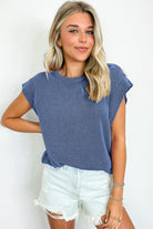 Carbon Grey Twisted Ribbed Textured Plain T Shirt T Shirts 350a94dbd5220af7