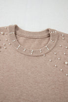 Smoke Gray Plus Size Pearl Pullover Sweater Plus Size Sweaters&Cardigans 350bf43b9563ddea
