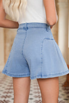 Dusk Blue Flared Denim Shorts Shorts 3518bd4ec51bc67b