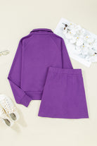 Wisteria Half Zip Sporty Pullover Mini Skirt 2pcs Outfit Two Piece Skirt Sets 3545d41c19a6cca9