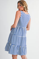 Rose Stripe U Neck Sleeveless Loose Fit Mini Dress Short Dresses 35c820fd5be7f50e