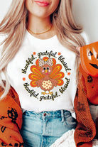 White Thanksgiving Cute Turkey Heat Transfer Printing Cotton Blend T Shirt Graphic Tees 35d5a7385d22435b