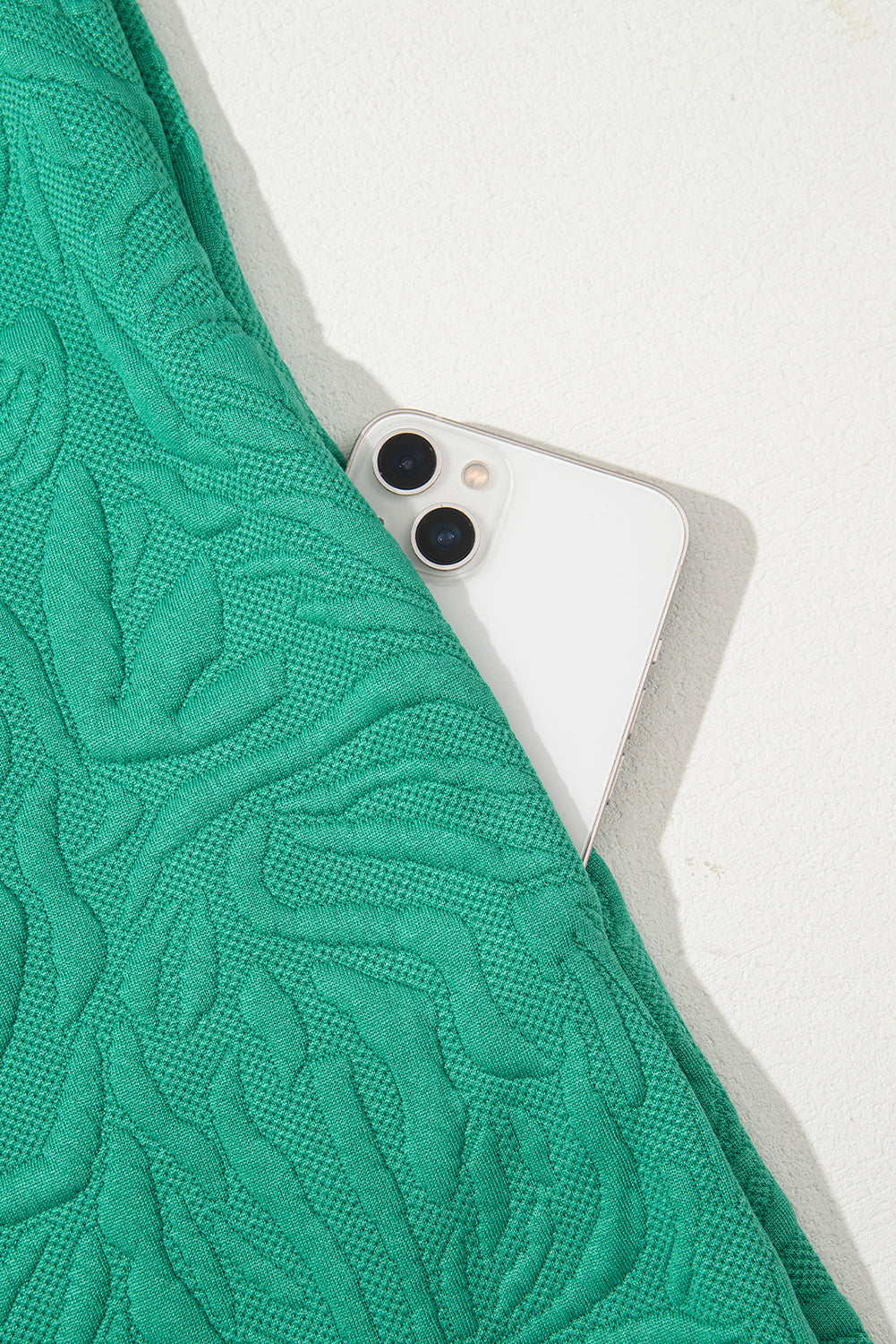 Sea Green Jacquard Textured Quarter Zipper Pop of Color Neckline Dress Short Dresses 366a4c6018e36699