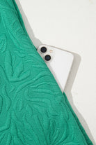 Sea Green Jacquard Textured Quarter Zipper Pop of Color Neckline Dress Short Dresses 366a4c6018e36699