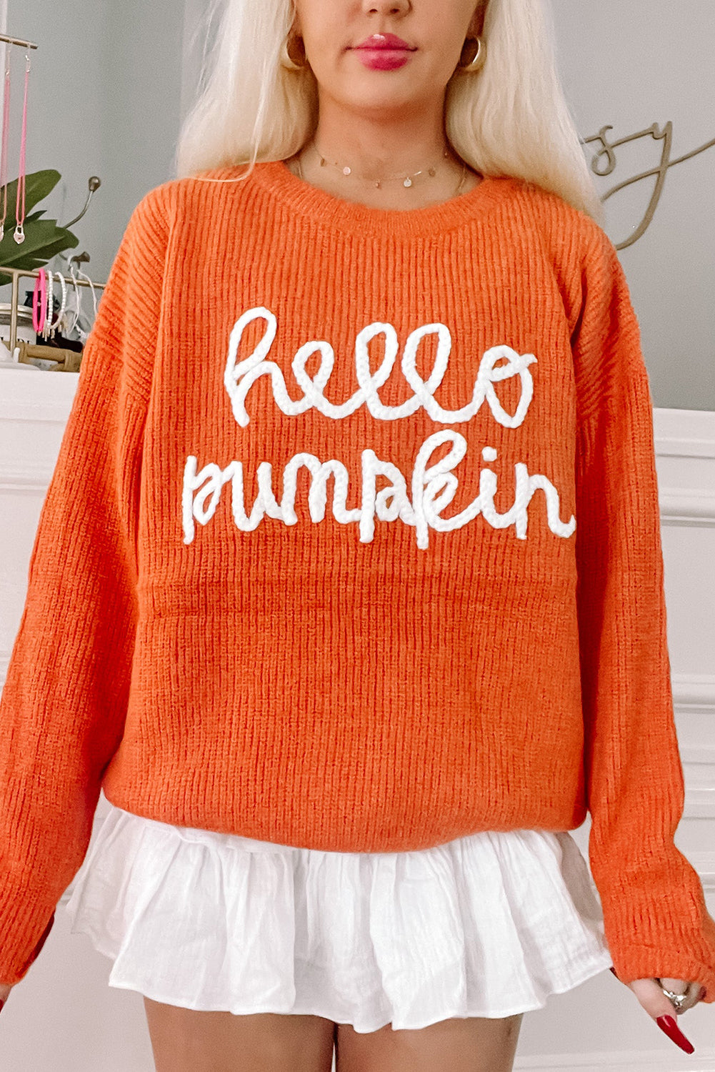 Flamingo Hello Pumpkin Graphic Sweater Sweaters 366ff466ce18fb16