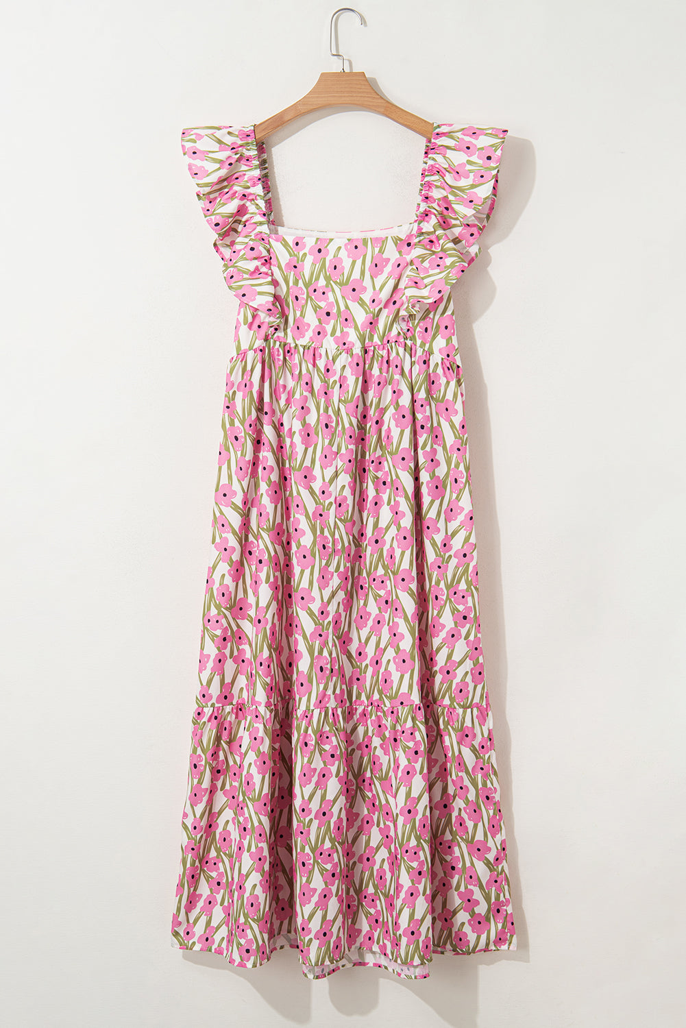 Pink Plus Size Ruffle High Waist Floral Maxi Dress Plus Size Dresses 3729563c1b4ff33c