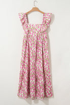 Pink Plus Size Ruffle High Waist Floral Maxi Dress Plus Size Dresses 3729563c1b4ff33c