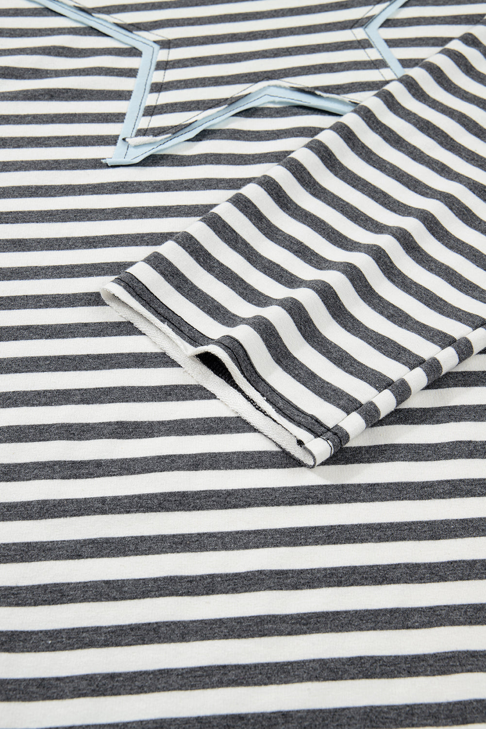 Gray Stripe Contrast Star Stitched Plus Size Long Sleeve Top Plus Size Tops 38452ea943ef5592