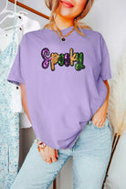Wisteria Spooky Sequin Letter Patched Cotton Blend T Shirt Graphic Tees 38e9695749b02942