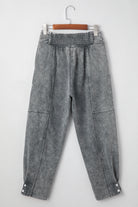 Medium Grey Mineral Wash Jogger Style High Waist Pants Pants 392b833a52acb9c7