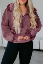 Black Half Zip Kangaroo Pocket Mineral Wash Baggy Hoodie Sweatshirts & Hoodies 39aa21d180df677f