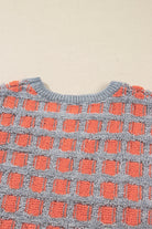 Pink Checkered Oversized Side Slit Sweater Sweaters 39b25127f5ba0b76