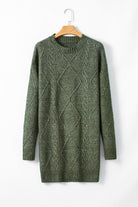 Mist Green Twist Cable Knit Drop Shoulder Loose Fit Sweater Dress Sweater Dresses 39c6a3caa1dc3a89