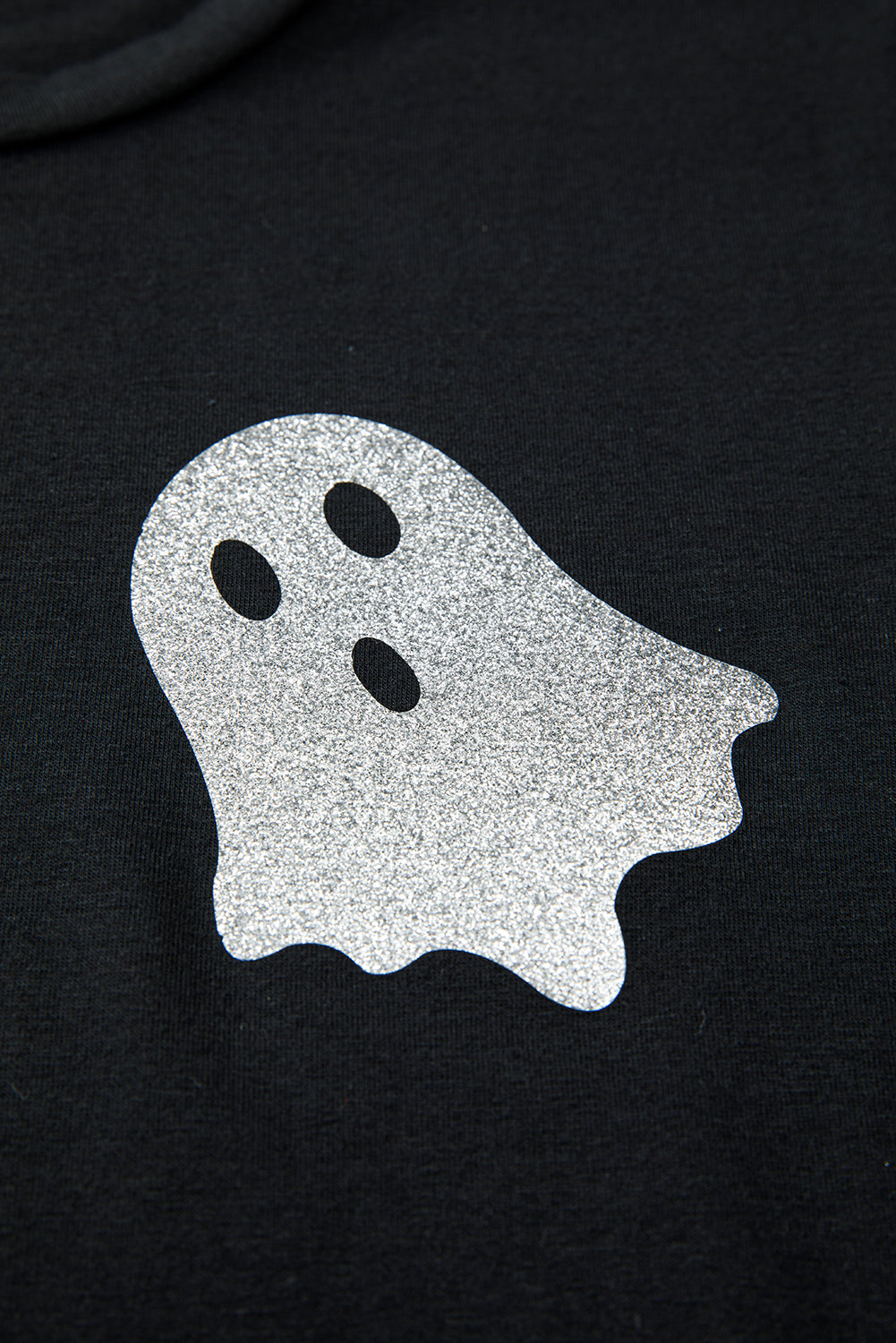 Black Glitter Ghost Pattern Crew Neck Halloween Graphic T Shirt Graphic Tees 39cbb4eb40477a03