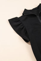 Beau Blue Textured Ruffle Sleeve Zipped Top and Wide Leg Pants Set Two Piece Pants Sets 3ae5ff0fdd67b037