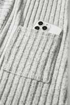 Gray Ribbed Knit Open Front Tunic Cardigan with Pockets Cardigans 3ae6f00123766233