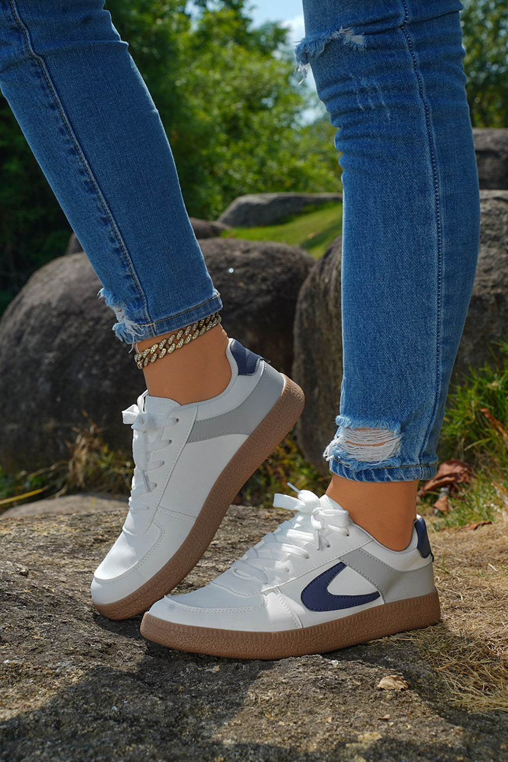 Coffee PU Leather Lace Up Sneakers Sneakers 3b100389233daa8a