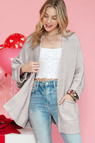 Gray Batwing Sleeve Pocket Oversized Cable Knit Cardigan Cardigans 3b40eb8499724064