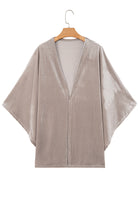 Smoke Gray 3/4 Sleeve Open Front Velvet Kimono Coats 3c99edf452cabb14